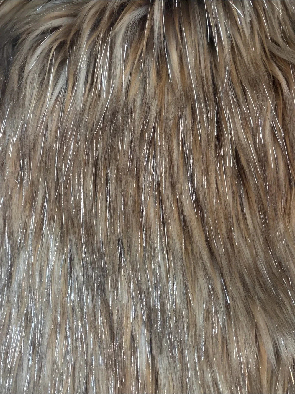 Badgley Mischka Faux Fur Coat in Taupe and silver strands - Picture 3 of 4